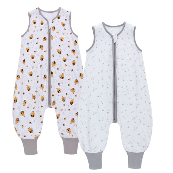 Pijama Niños 2piezas Miracle Baby Saco de Dormir para Bebés Pequeños, 100% Algodón, sin Mangas,0.5Tog,de 12 a 24 Meses