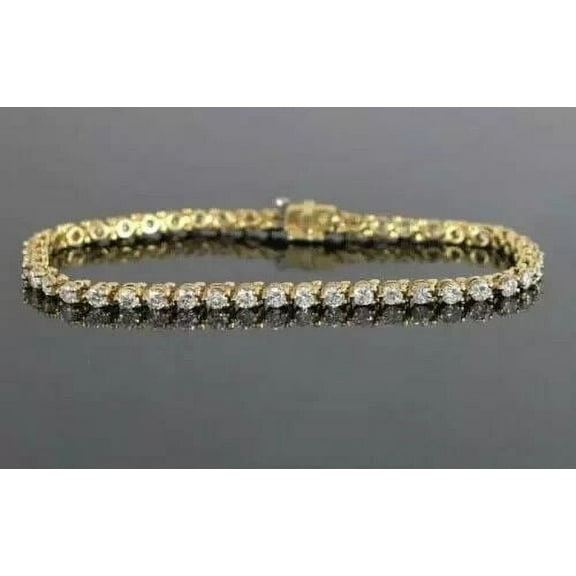 5Ct Round Lab Created Diamond Women's Anniversary Tennis Bracelet 14K Yellow Gold Plated
