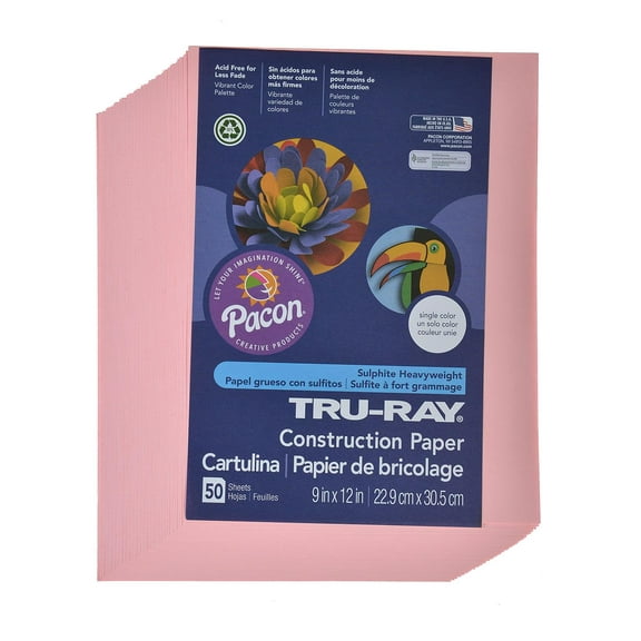Sulphite Construction Paper pink, 9 in. x 12 in., 50 sheets (pack of 6)