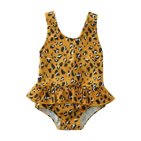 

Honeeladyy Deals Toddler Baby Girls One Piece Cute Printed Ruffles Swimsuit Beach Bathing Swimwear