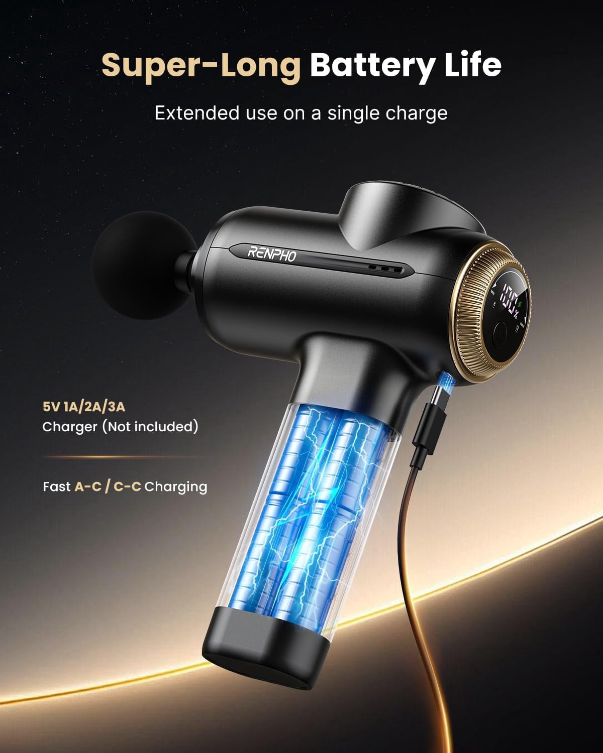 Active Evo Massage Gun Deep Tissue Percussion Massager with Adjustable Amplitude for Athletes Home Use