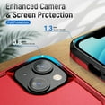 thumbnail image 3 of Heavy Duty Phone Case Designed for Apple iPhone 14 Plus Case with 1Pc Tempered Glass Screen Protector, Shockproof Dropproof Anti-Scratch Phone Case Cover for Apple iPhone 14 Plus,Red, 3 of 7