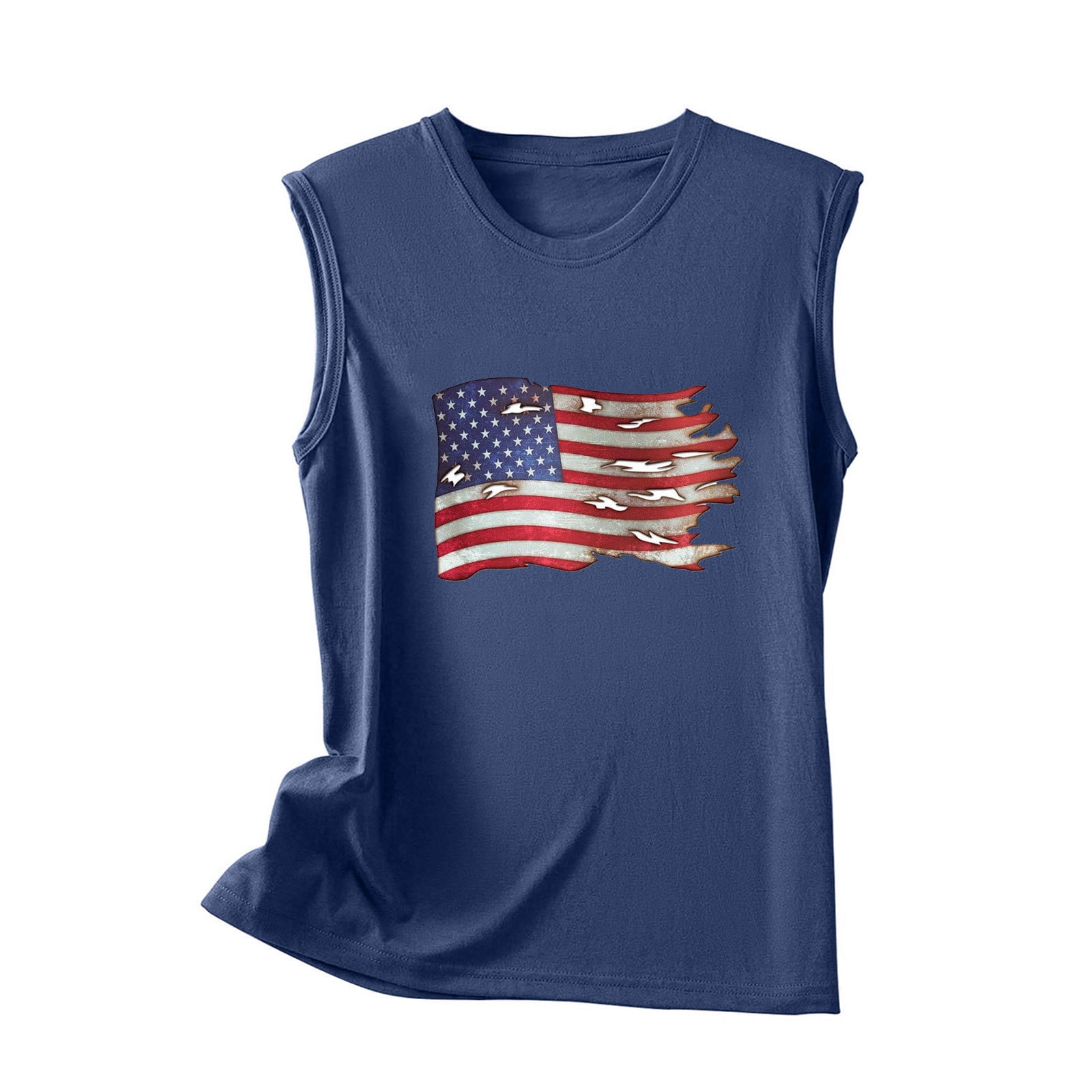 American Flag Women's Racerback Tank Top - Cropped Workout Tank For Gym, Running & Yoga (S-2XL)