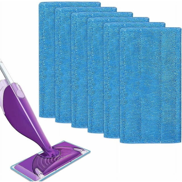 6 paños de repuesto reutilizables Swiffer WetJet Mist trapeadores de microfibra para limpieza de pisos (azul 6 piezas)