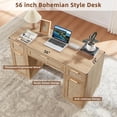 thumbnail image 5 of LEYAOYAO Office Desk 56" with 5 Drawers Storage File Cabinet Rattan Wood Desk for Computer Office Bedroom Home Furniture Natural Oak, 5 of 9
