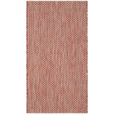 SAFAVIEH Courtyard Finnian Solid Dotted Indoor/Outdoor Runner, 2'3" x 8', Red/Beige
