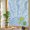 Blue, variant on Light Gray Rising Sun Window Privacy Film, Minimalist Wavy Sunrays Line Sunset Stained Glass Rainbow Film Decorative Window Clings, Static Cling Sun Blocking Stickers 17.7" x 39.3"