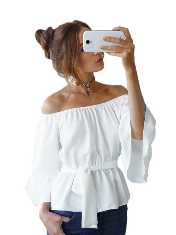 peplum shirt with bell sleeves