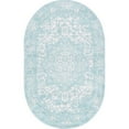 thumbnail image 1 of Unique Loom Richmond Medallion Border Rug  3' 3 x 5' 3 Oval Aqua/Ivory, 1 of 1