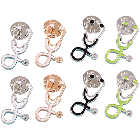 LABSERRON Nursing Pins Stethoscope Brooch Alloy Assorted Color 8Pcs 1.0x0.6x0.2in