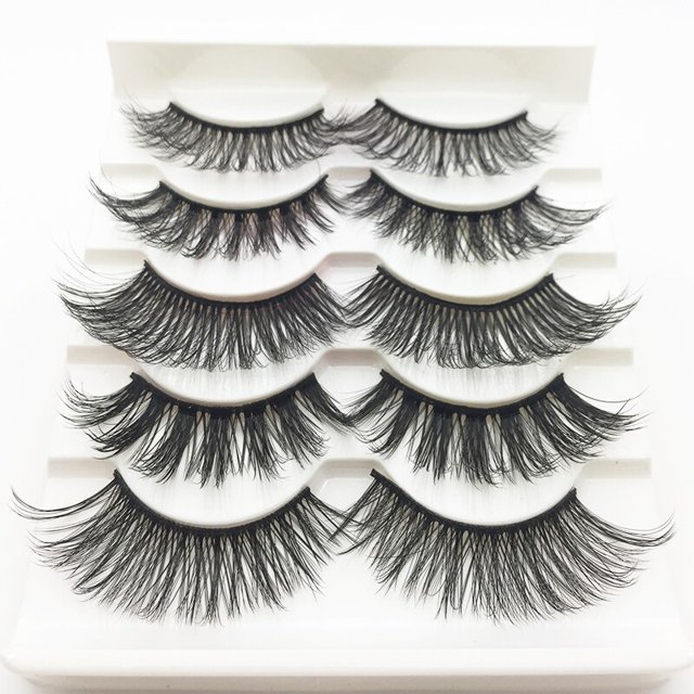 LTWEGO 10/5 pares 3D suave Faux Mink pestañas postizas pestañas naturales desordenadas entrecruzadas Wispy Fluffy pestañas extensión herramientas de maquillaje Tan Jianjun unisex