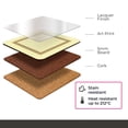 thumbnail image 6 of Pimpernel Artisanal Collection Coasters, Set of 4 – 4" Square 5mm Cork-Backed Drink Mats with Cheese & Grapes Art Print, Heat & Stain Resistant Lacquered Board for Dining Table Protection, 6 of 7