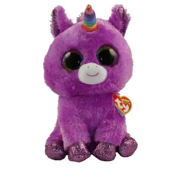 Ty Beanie Boos - Rosette the Unicorn – Medium – Glitter Eyes – Medium size - Stuffed Animal