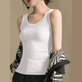 thumbnail image 6 of Aobny Basic Vacation Leisure Women's Tank Tops Slimming White Tops Crew Neck Ribbed Muscle Tees for Woman, 6 of 7