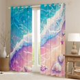 thumbnail image 2 of Manfei Pretty Seashell Kitchen Curtains，Ocean Waves Black Out Curtains Pack of 2 (42x63 Each)，Purple, 2 of 7