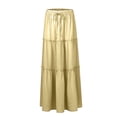 thumbnail image 5 of Women's Maxi Skirt A Line Tiered Long Elastic Waist High Swing Beach, 5 of 9