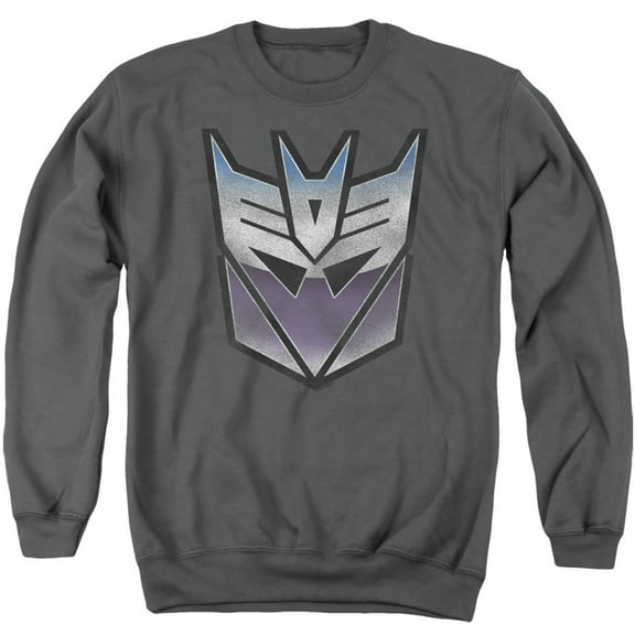 Transformers Vintage Decepticon Logo Adult Crewneck Sweatshirt Charcoal