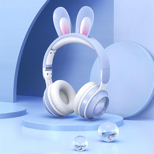 Auriculares Estéreo Inalámbricos de 360 grados Auriculares para Jugadores Auriculares Estéreo RGB Plegables con Micrófono para Y Adult Azul