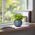 thumbnail image 3 of Ordivic 4 inch Blue Ceramic Planter Pot with Drainage Hole & Saucer, Mini Indoor Succulent Plant Pot for Trailing Pilea Peperomia Ivy ZZ Plant,Bedroom Desk Apartment Decor, 3 of 7