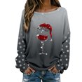thumbnail image 1 of Hauts pour Femmes Décontractés Imprimé de Noël Col Rond T-Shirt Manches Longues Blouses Grande Taille pour Femmes, Gris, m, 1 of 5