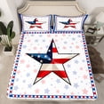 thumbnail image 2 of Manfei Colorful Stars Pattern Twin Sheet Sets,American Texas Stars Twin Fitted Sheet,White Red Blue Flat Sheet For Boys Kids,Luxury Bedroom Decor,3-Piece, 2 of 7
