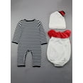 thumbnail image 3 of Baby Halloween Snowman Rompers Set Infant Boys Girls Striped Long Sleeve Bodysuit Newborn Jumpsuits, 3 of 9