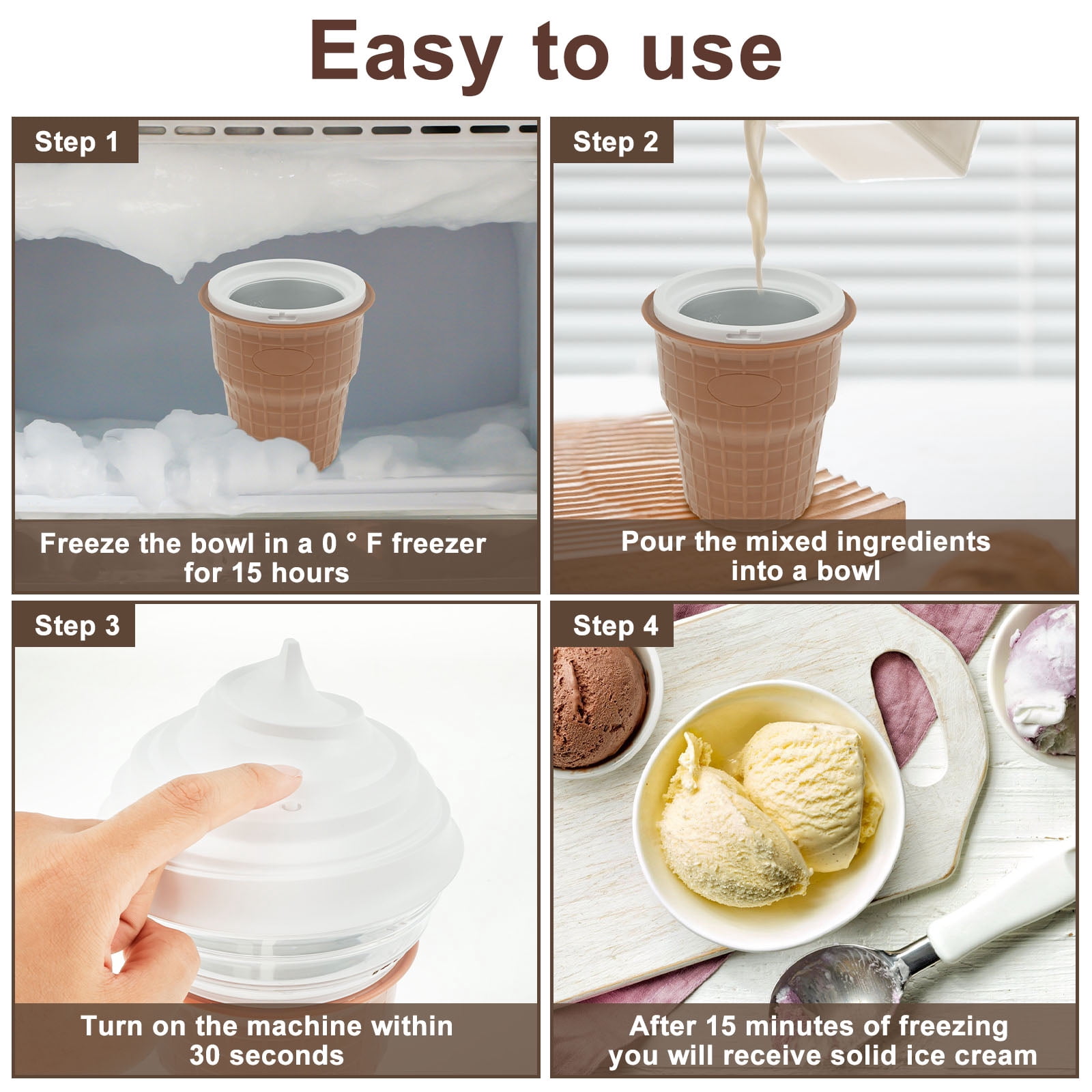 Keyohome Ice Cream Maker Homemade Ice Cream Machine with 30 Recipes Mini Digital Frozen Dessert Maker for Ice Cream Gelato Sorbet Frozen Yogurt