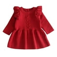 thumbnail image 2 of Zvntrix Summer Dresses for Girls 2024 Pull-On Round Neckline Long Sweater Long Sleeve Summer Dresses Clearance Wine Size 9 Months, 2 of 5