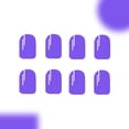 thumbnail image 4 of 24 Pcs Solid Color False Nail Short Square Press On Nail Purple Stick on Nail, 4 of 7