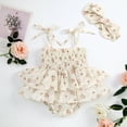 thumbnail image 5 of Douhoow Summer Newborn Baby Girls Rompers Sleeveless Bandage Elastic Layered Floral Jumpsuits, 5 of 9