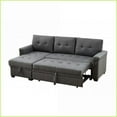 thumbnail image 5 of 84” Modern Dark Gray Linen Reversible Sleeper Sectional Sofa with Storage Chaise for Living Room | Dark Gray | Linen | Tufted Back, 5 of 5