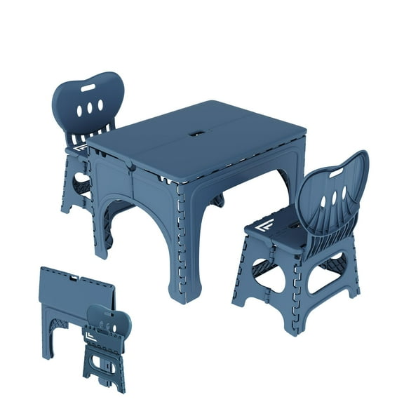 UNICOO® Children's Collapsible Multifunction Table and Chair Set, Children's Art Craft Study Activity Table, Picnic Table and Entertainment Table (Blue)