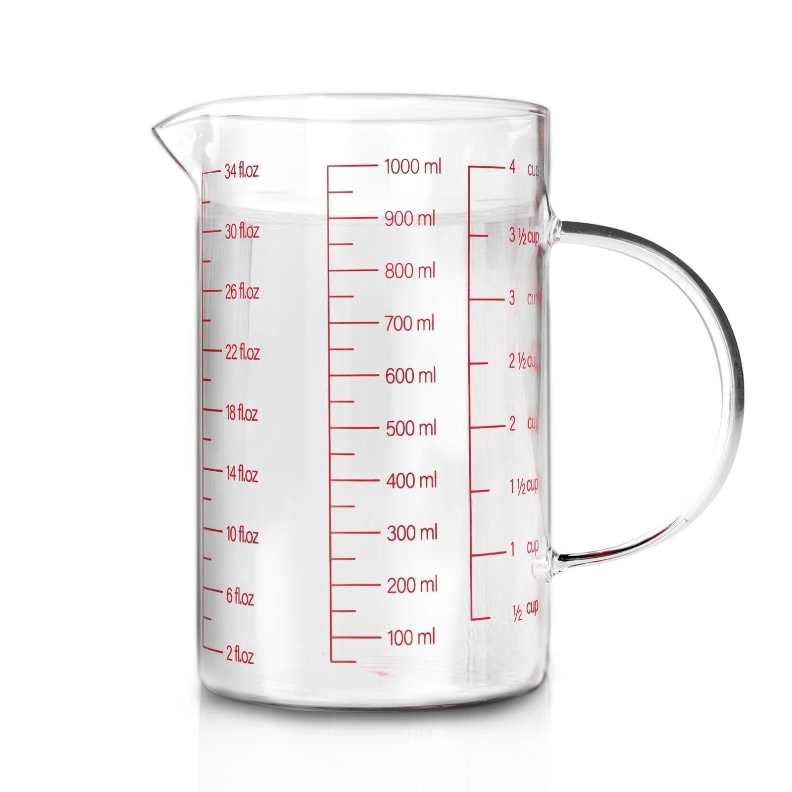 WhiteRhino 4-Cup Borosilicate Glass Measuring Cup, Clear photo 1