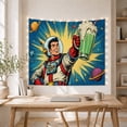 thumbnail image 5 of Astronaut Holding a Green Milkshake in Space, Playful Retro Pop Art for Space Lovers, Galaxy Wall Decor, Birthday Gift, Tapestry Wall Hanging for Bedroom, Game Room and Dorm, 5 of 7