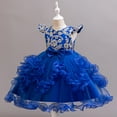 thumbnail image 3 of Girl Ruffle Tiered Tutu Gown Sleeveless Embroidery Lace Princess Dresses Party Ball Tulle Pageant Gowns for Wedding, Birthday, Size 2-10T, 3 of 9