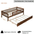 thumbnail image 4 of Bellemave Twin Daybed Frame with Trundle Bed Twin Wood Platform Bed with Fence Guardrails for Teens, No Box Spring Needed, Twin Size, Walnut Brown, 4 of 10