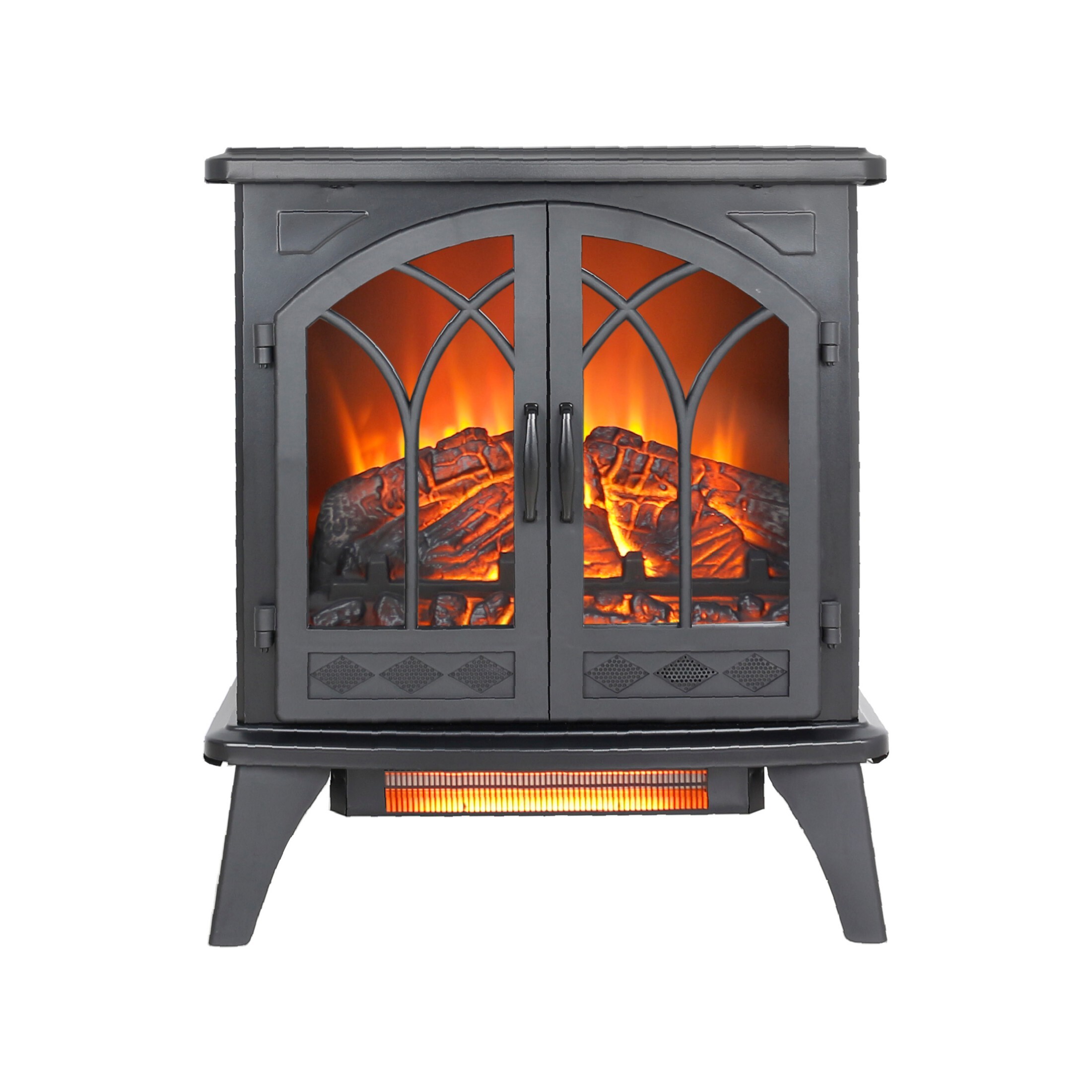 DEALTOPS 23.7'' Electric Fireplace Heater Stove, Adjustable Realistic Flame Effect Stove, Black
