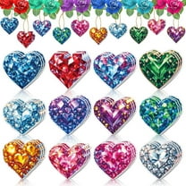12PCS Valentines Heart Ornaments Imitation Crystal Rhinestone Valentine Heart Love Ornaments Decorations for Christmas Tree Party Decor Valentine's Day Hanging Ornaments Romantic Decorations