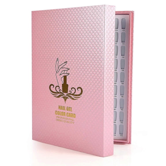 216 Colors Nail Gel Color Card - Pink Nail Polish Display Chart Book for Nail Art