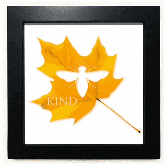 Insect Maple Outline Autumn Black Square Frame Picture Wall Tabletop