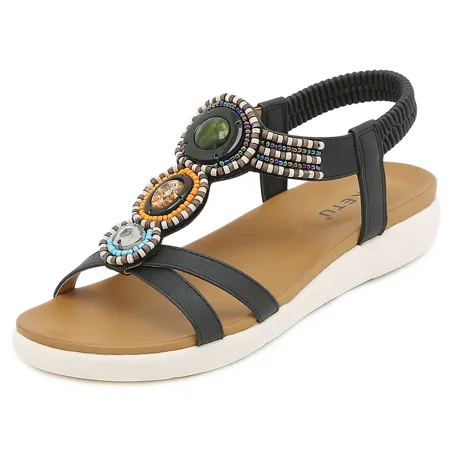 

Women‘s Boho Style Faux Jewelry Decor Sandals Open Toe Sandals Women‘s Footwear