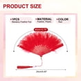 thumbnail image 2 of Uxcell Embroidered Flower Marabou Feather Fan, Vintage Folding Handheld Fan for Costume Party Dancing Wedding Show Red, 2 of 6