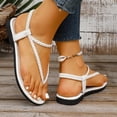 thumbnail image 6 of HomeDM Women's Flat Thong Sandals Strappy Open Toe Elastic Ankle Strap Flip Flops Summer Beach Sandals, White Size 9.5, 6 of 9