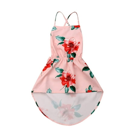 

Tregren Toddler Kids Baby Girls Sunflower Printed Dress Halter Sleeveless Backless Dresses Sundress Summer Casual Outfit Clothes