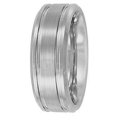 Men's 8MM Tungsten Double Grooved Wedding Band - Mens Ring