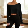thumbnail image 3 of Lixiuxyad Women's One Shoulder Loose Fitting Long Sleeved T Shirt As A Base Layer Tshirts Trendy,Black L, 3 of 6