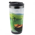thumbnail image 1 of Nature Travel Mug, Boats Lake Forest Serene, Steel Thermal Cup, 16 oz, by Ambesonne, 1 of 2