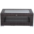 thumbnail image 2 of Outsunny 2-Tier Rattan Patio Coffee Table Outdoor Side Table PE Wicker Patio Garden Tea End Desk with Tempered Glass Top & Storage for Balcony, Backyard, Poolside, 2 of 9