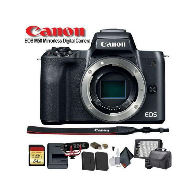 Canon EOS M50 Mirrorless Digital Camera (Intl Model) (2680C001) W/Bag, Extra Bat
