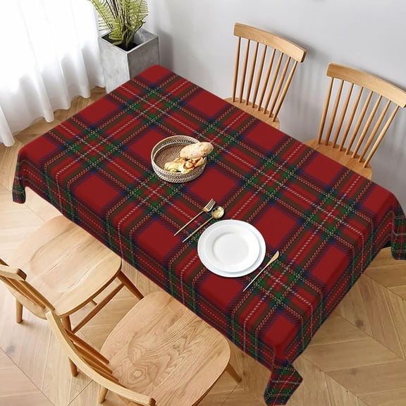 Rectangle Tablecloth, Clan Stewart Scottish Accents Red Green Tartan Stain-Resistant, Wrinkle-Free, Washable Cover for Dining, Parties, and Wedding 60x84in